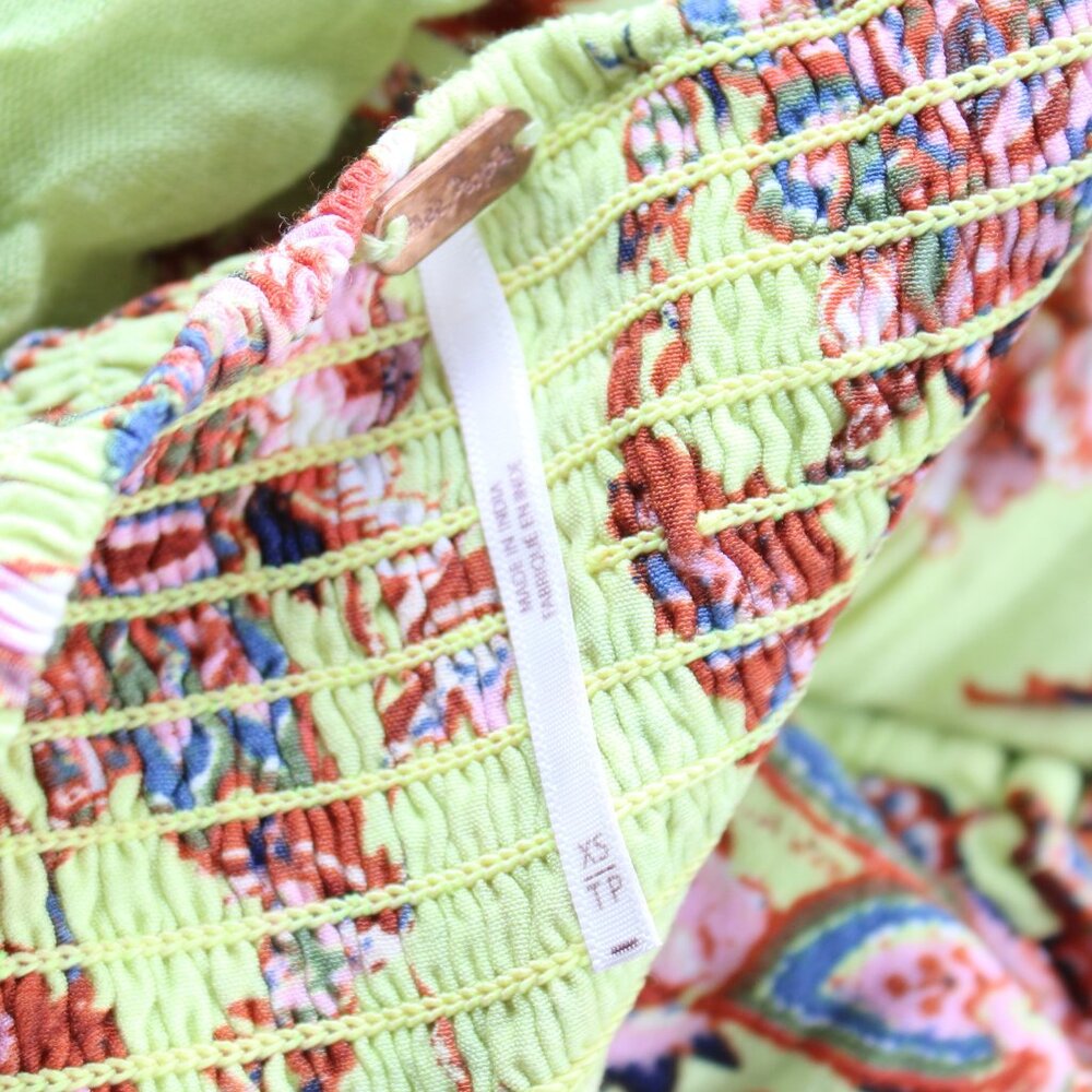 Free People Bali Citrus Skies Floral Wide Leg Jumper in Lime Size XS NWOT - Picture 5 of 9